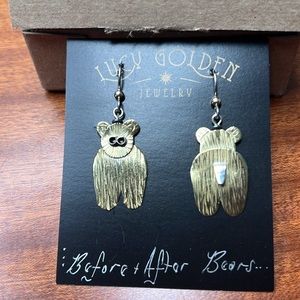 Handcrafted Before & After Bears Earrings Brass Sterling Enamel Paint Etc